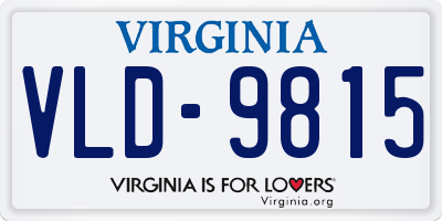 VA license plate VLD9815
