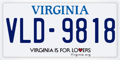 VA license plate VLD9818