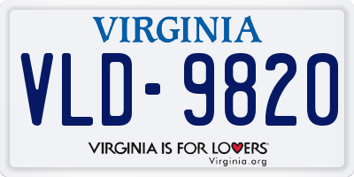 VA license plate VLD9820