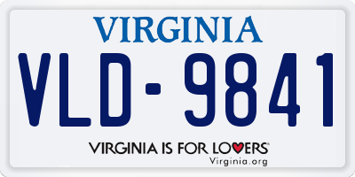 VA license plate VLD9841