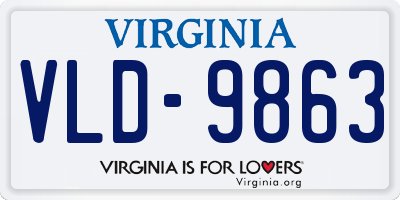 VA license plate VLD9863
