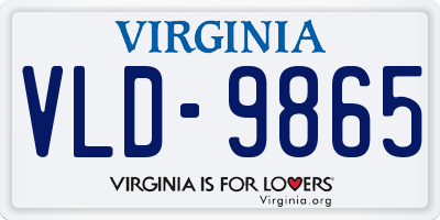 VA license plate VLD9865