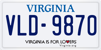 VA license plate VLD9870