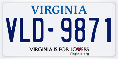 VA license plate VLD9871
