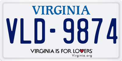 VA license plate VLD9874