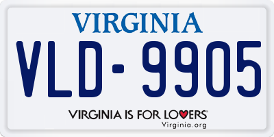 VA license plate VLD9905