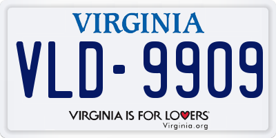 VA license plate VLD9909