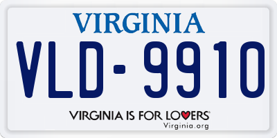 VA license plate VLD9910