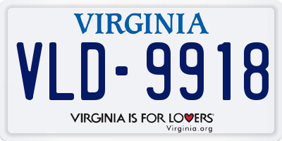 VA license plate VLD9918