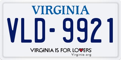 VA license plate VLD9921