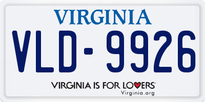 VA license plate VLD9926