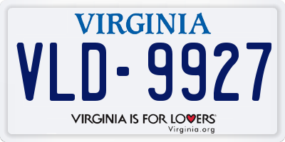 VA license plate VLD9927