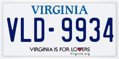 VA license plate VLD9934