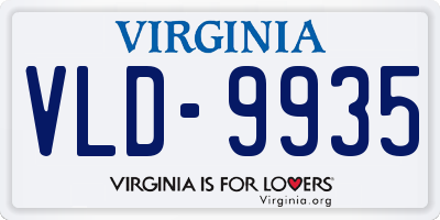 VA license plate VLD9935