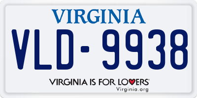 VA license plate VLD9938
