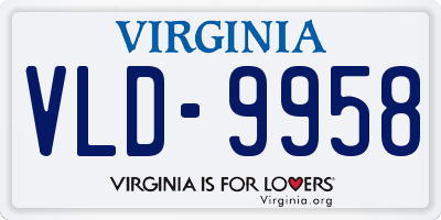 VA license plate VLD9958