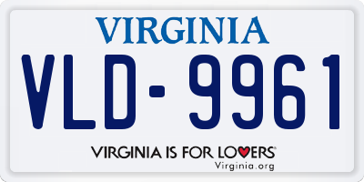 VA license plate VLD9961