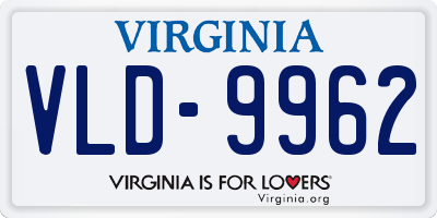 VA license plate VLD9962