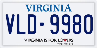 VA license plate VLD9980