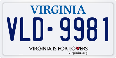 VA license plate VLD9981