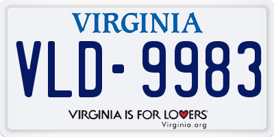 VA license plate VLD9983