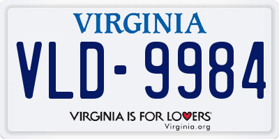 VA license plate VLD9984