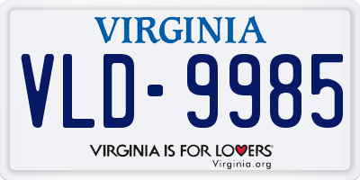 VA license plate VLD9985