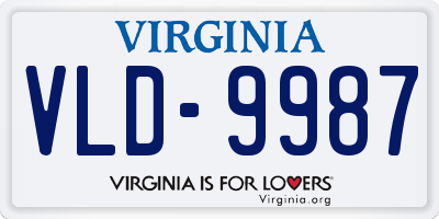 VA license plate VLD9987