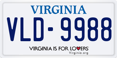 VA license plate VLD9988