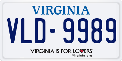 VA license plate VLD9989