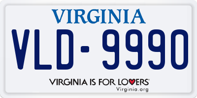 VA license plate VLD9990