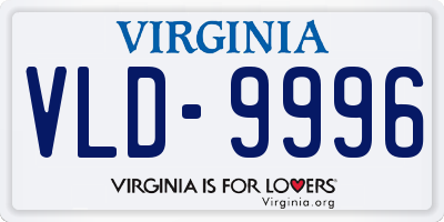 VA license plate VLD9996