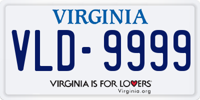 VA license plate VLD9999