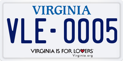 VA license plate VLE0005