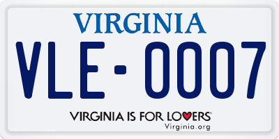 VA license plate VLE0007