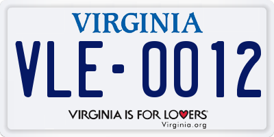 VA license plate VLE0012