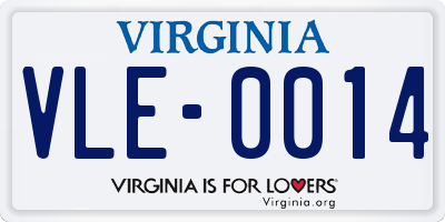 VA license plate VLE0014