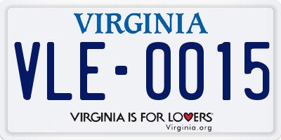 VA license plate VLE0015