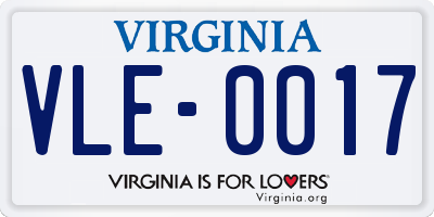 VA license plate VLE0017