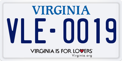 VA license plate VLE0019