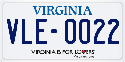 VA license plate VLE0022