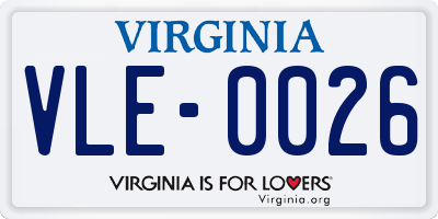 VA license plate VLE0026