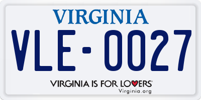 VA license plate VLE0027