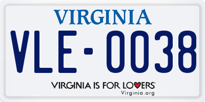 VA license plate VLE0038
