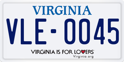 VA license plate VLE0045