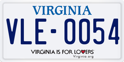 VA license plate VLE0054