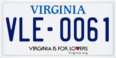 VA license plate VLE0061