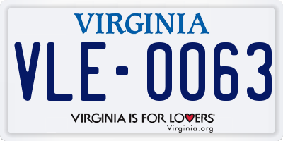 VA license plate VLE0063