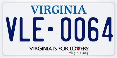VA license plate VLE0064