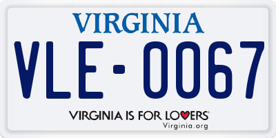 VA license plate VLE0067